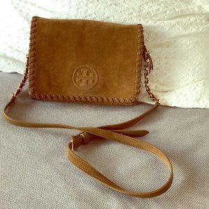 Tory Burch Marion crossbody brown suede purse
